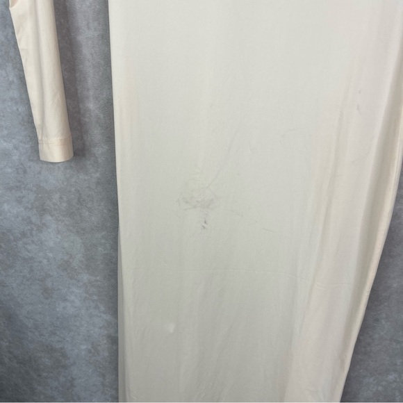 CHAM Long Bodycon Semi Sheer Long Sleeve Dress In Baby Beige Women's Size X - Picture 11 of 13